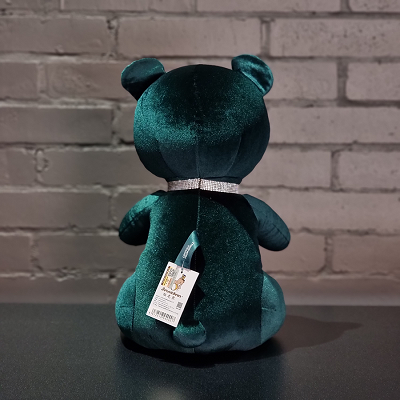 Мишка "Гламур", изумрудный, в колье