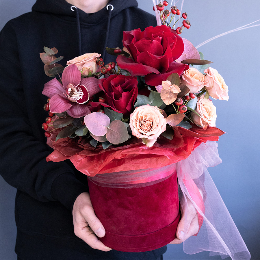 Коробка с цветами "Пряная карамель"