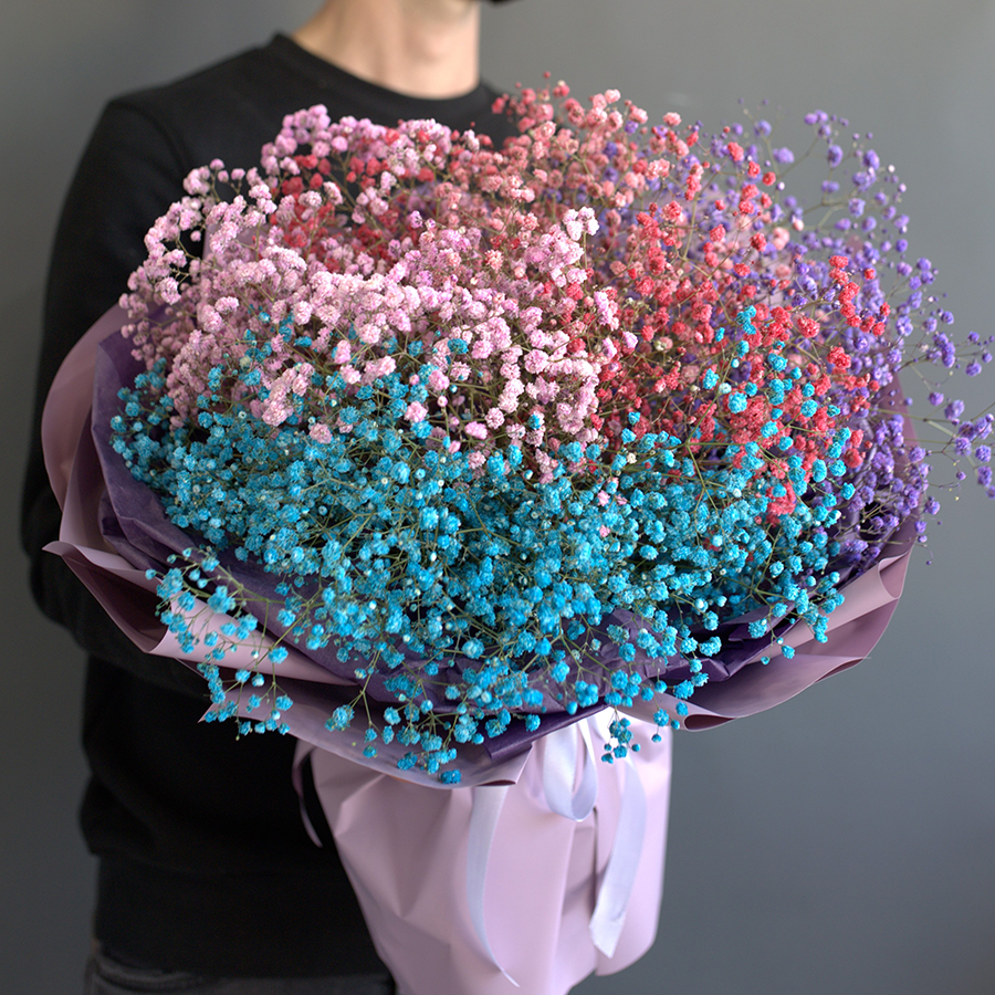 Монобукет из гипсофилы "Радужный"