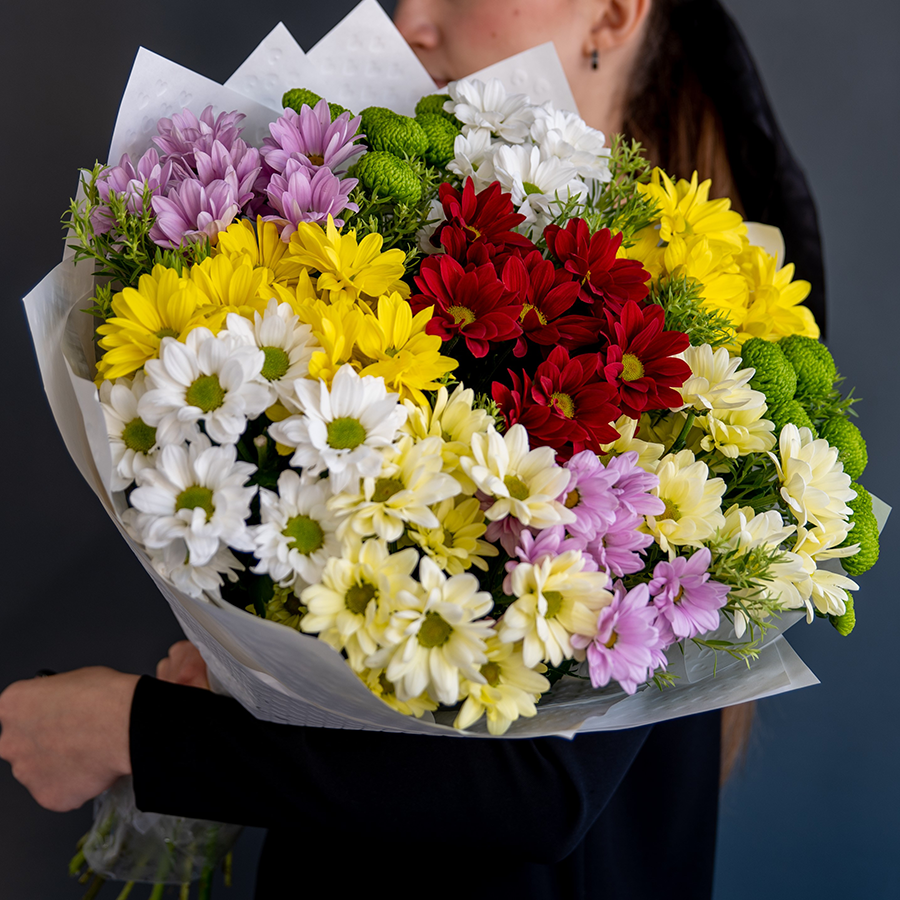 Букет из 11 кустовых хризантем, микс.