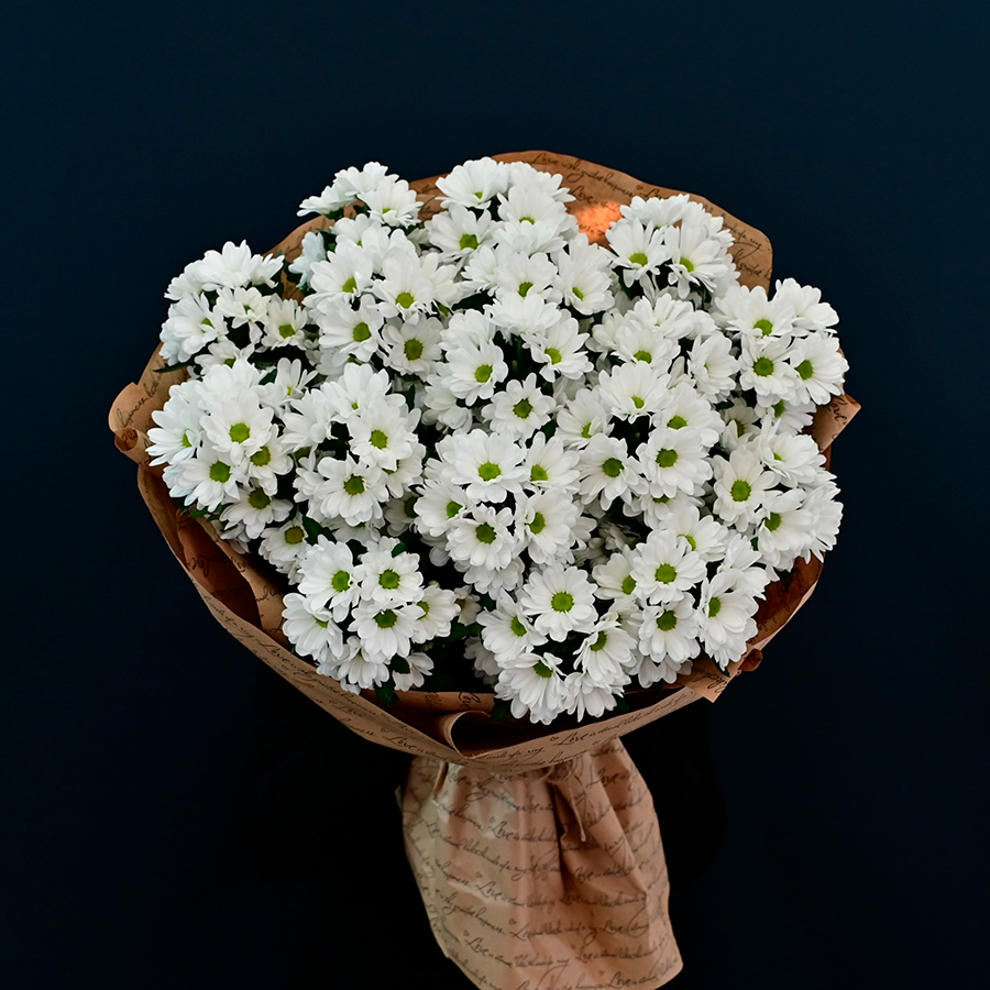 Букет из белой, ромашковой хризантемы.