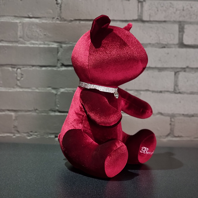 Мишка "Гламур", вишневый, в колье.