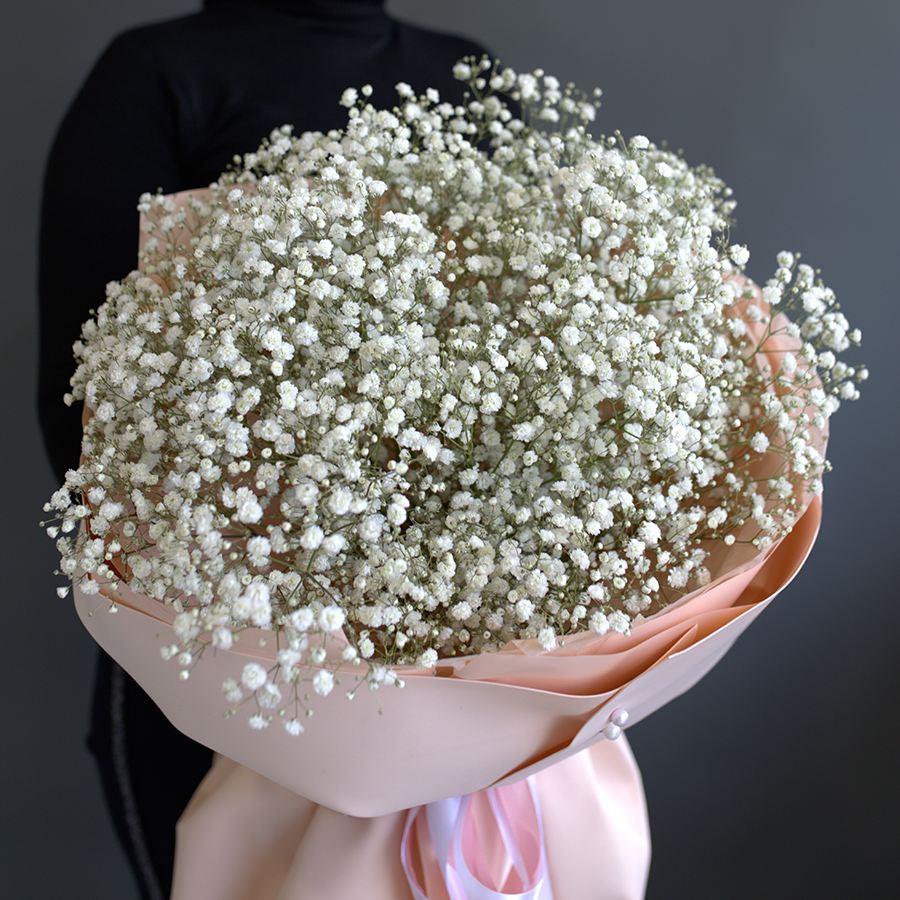 Монобукет из белой гипсофилы