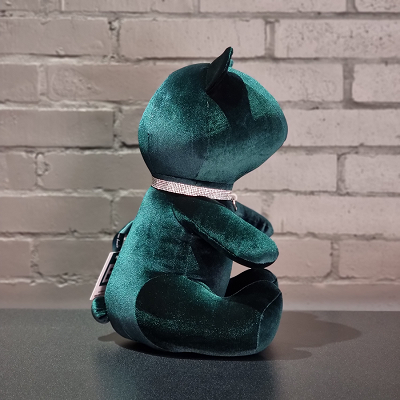 Мишка "Гламур", изумрудный, в колье